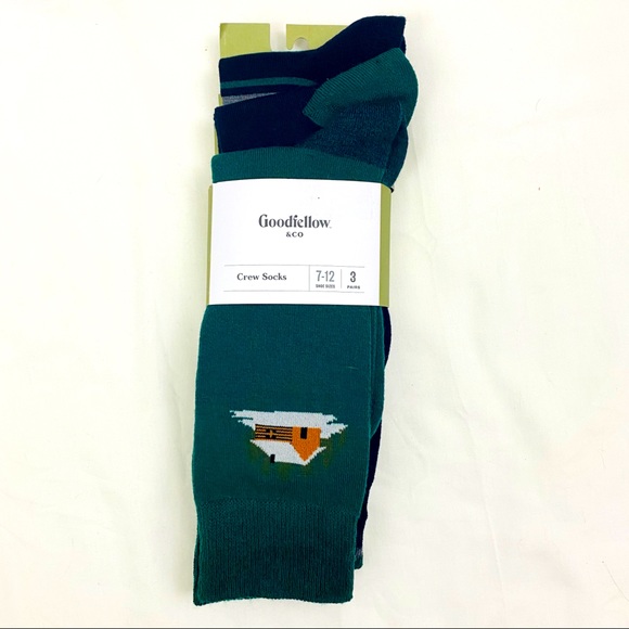 3 Pk Cabin with Snow Crew Socks Casual Goodfellow - Picture 2 of 7